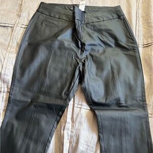 Stretchy leather like tapered pants
